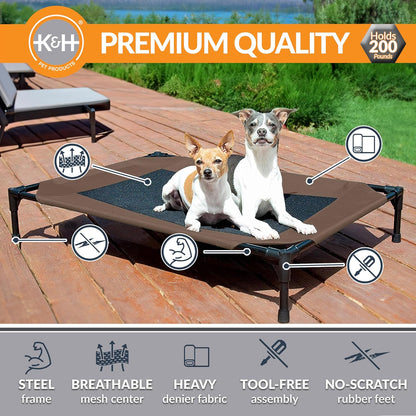 Elevated Dog Cot, Breathable Cooling Elevated Cot Hammock Pet Bed for Large Dogs, Washable Mesh Cover, Raised Metal Frame, Collapsible, Portable - Large 42 X 30In