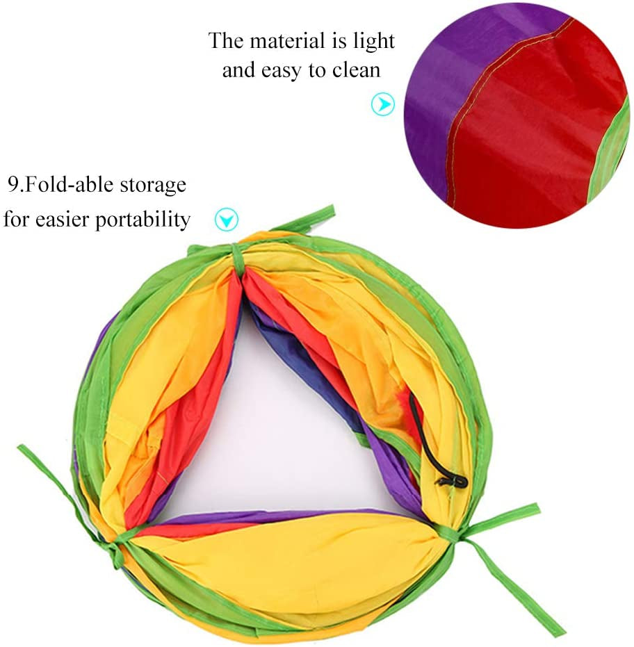 Cat Tunnel for Indoor Cats, 45" Long Rainbow Collapsible Kitten Tube with a Fun Ball and 2 Holes Cat Exercise and Running(Colorful)