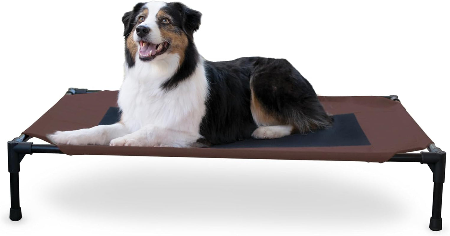 Elevated Dog Cot, Breathable Cooling Elevated Cot Hammock Pet Bed for Large Dogs, Washable Mesh Cover, Raised Metal Frame, Collapsible, Portable - Large 42 X 30In