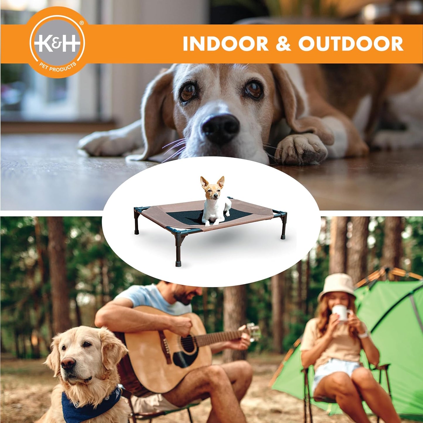 Elevated Dog Cot, Breathable Cooling Elevated Cot Hammock Pet Bed for Large Dogs, Washable Mesh Cover, Raised Metal Frame, Collapsible, Portable - Large 42 X 30In